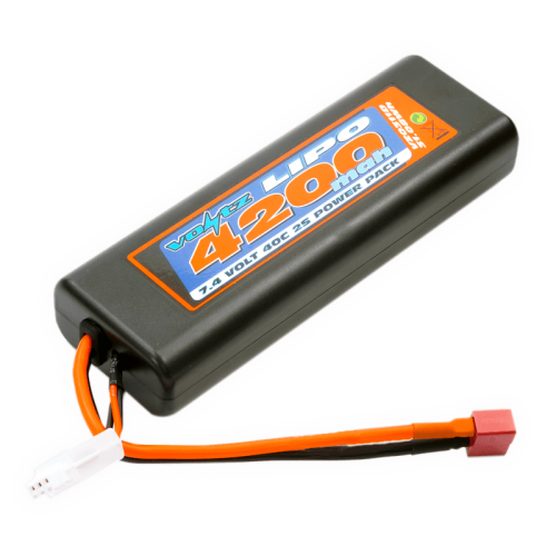 Voltz 4200mah Round/Oval Case 2S 40C 7.4V Lipo Stick Pack - Deans